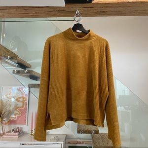 Madewell Mustard Bell Sleeve Mock Neck Sweater